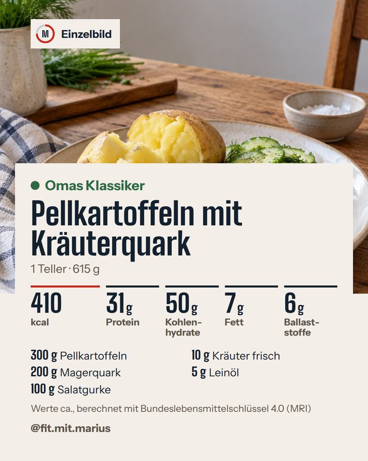 Post im Look Küche: Pellkartoffeln mit Kräuterquark und Nährwerten