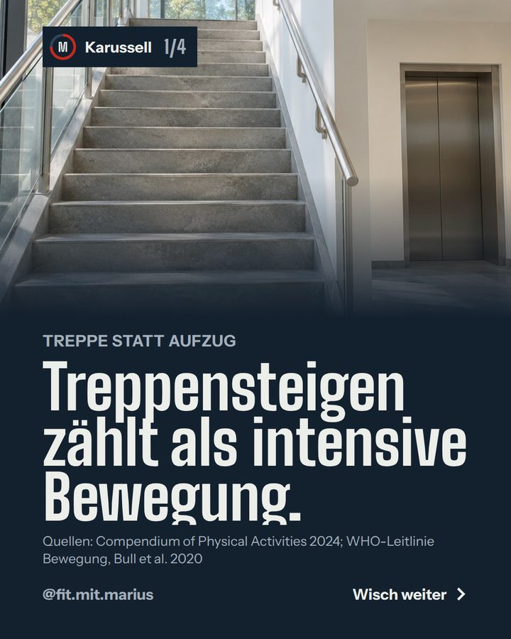 Post im Look Plakat: Treppensteigen zählt als intensive Bewegung